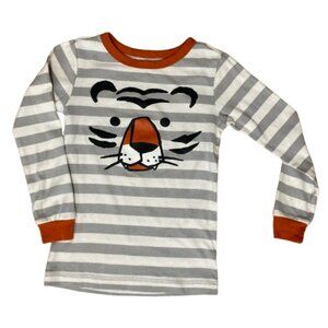 Tea Collection PJ Top Gray and White Striped Tiger Cotton Knit sz 7 Boy or Girl